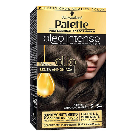 Schwarzkopf Palette Oleo Intense Tintura Senza Ammoniaca Con Dioppio-Olio Attivatore 5-54 Castano Chiaro Cenere