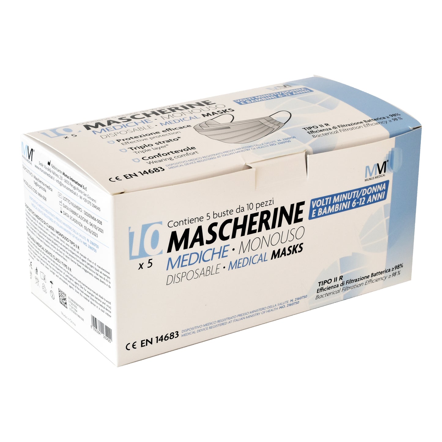 MUNUSMED Mascherina Chirurgica II BB 50pz