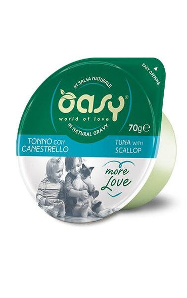 Oasy Wet Cat More Love Tonno Con Canestrello Cibo Umido Per Gatti Adulti 70g