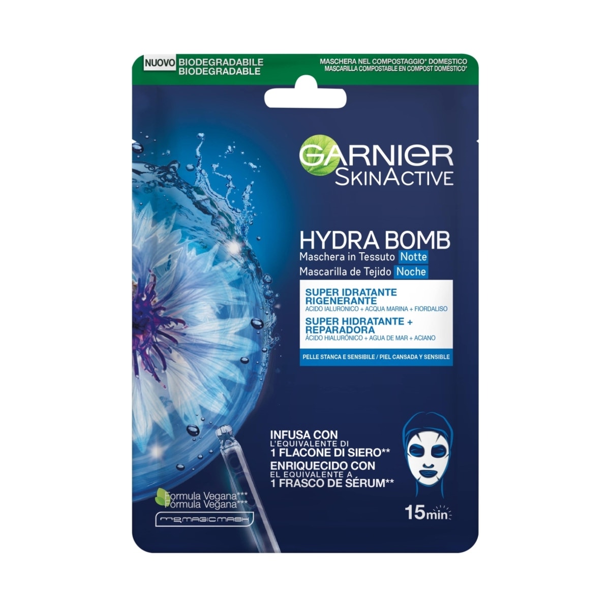 Garnier Maschera In Tessuto Hydra Bomb Trattamento Notte Viso 28g