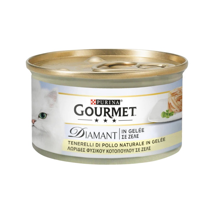 Purina Gourmet Diamant Tenerelli Di Pollo Naturale In GelÉe Per Gatti Lattina 85g