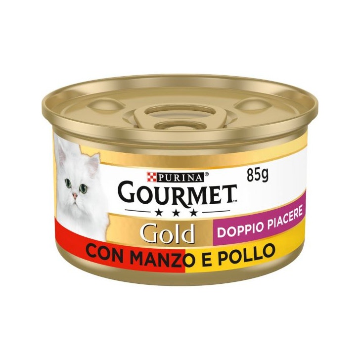 Purina Gourmet Gold Doppio Piacere Con Manzo E Pollo Per Gatti Lattina 85g