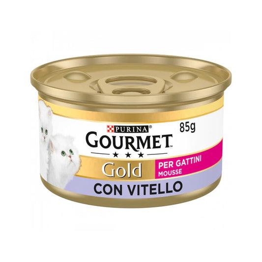 Purina Gourmet Gold Mousse Con Vitello Per Gatti Cuccioli Lattina 85g