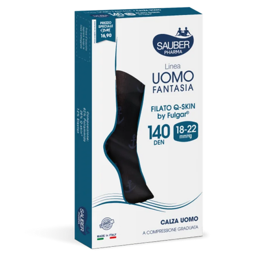 Calza Uomo Fantasia 140 Micro Pois Verde/Bianco su Nero Tg.S-M Sauber