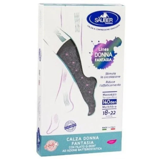 Calza Donna Fantasia 140 Ametista Pois Nero Tg.L-XL