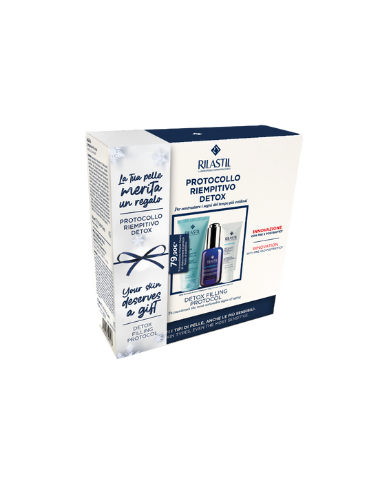 Rilastil Cofanetto Protocollo Riempitivo Detox Viso Aqua Detergente 50ml + Siero 30ml + Crema 15ml