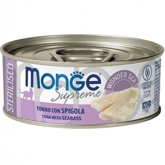 Monge Supreme Tonno SpigolaCibo Umido Gatti Adulti Sterilizzati 80g