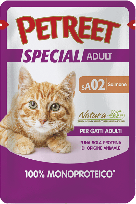 Petreet Monoproteico Salmone Cibo Umido Gatto Adulto Bustina 70g