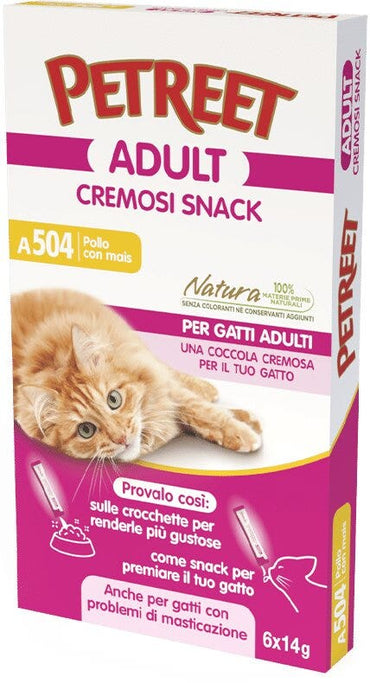 Petreet Snack Pollo Con Mais Cibo Umido Gatto Adulto 6 Bustine