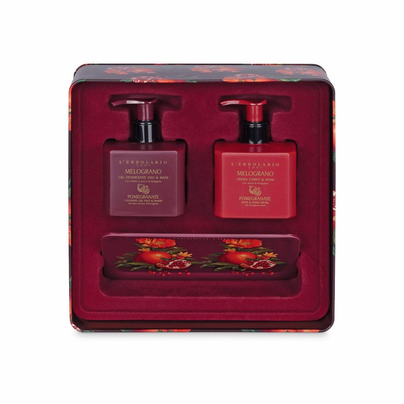 L'Erbolario Cofanetto Melograno Gel Detergente Viso/ Mani 250ml + Crema Corpo 250ml