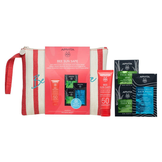 Apivita Bee Sun Safe Crema Viso SPF50 Anti-Macchia 50ml + Face Mask Aloe 2x8ml + Hair Mask Hyaluronic Acid 20ml