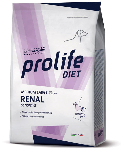 Prolife Dog Diet Renal Sensitive Cibo Secco Per Cani Taglia Media/Grande Sacco 8kg
