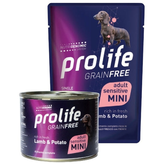 Prolife Grain Free Agnello Fresco Con Patate Cibo Umido Per Cani Adulti Taglia Mini Bustina 100g