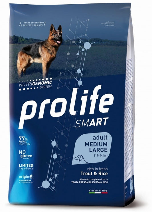 Prolife Dog Smart Trout & Rice Cibo Secco Per Cani Adulti Taglia Media/Grande Sacco 12 Kg