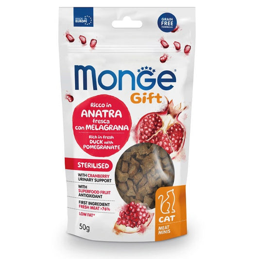 Monge Meat Minis Sterilised Snacks Per Gatti Anatra Fresca Con Melagrana 50g