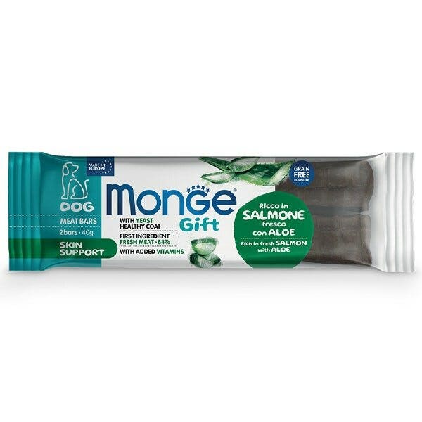 Monge Meat Bars Skin Support Barretta Per Cani Adulti Salmone Fresco Con Aloe 40g