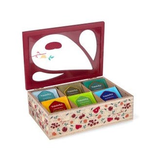 Neavita Cofanetto In Legno Bio Rosso A 6 Scomparti Con 30 Tisane Assortite