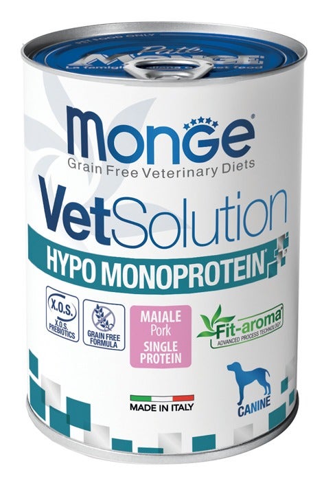 Monge Vetsolution Hypo Monoprotein Maiale Cibo Umido Per Cani Lattina 400g