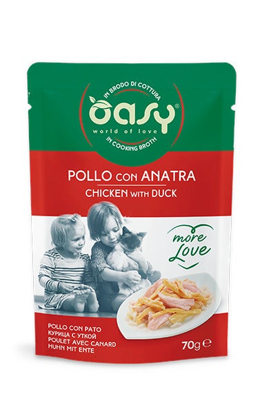 Oasy Wet Cat More Love Pollo Con Anatra Cibo Umido Per Gatti Adulti 70g