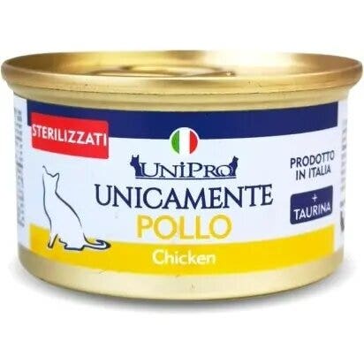 Unipro Unicamente Pollo Cibo Umido Gatti Adulti Sterilizzati Barattolo 85g