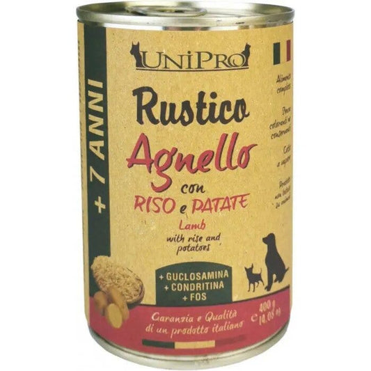 Unipro Rustico Cibo Umido Agnello Riso E Patate Per Cani 7Anni+ Barattolo 400g