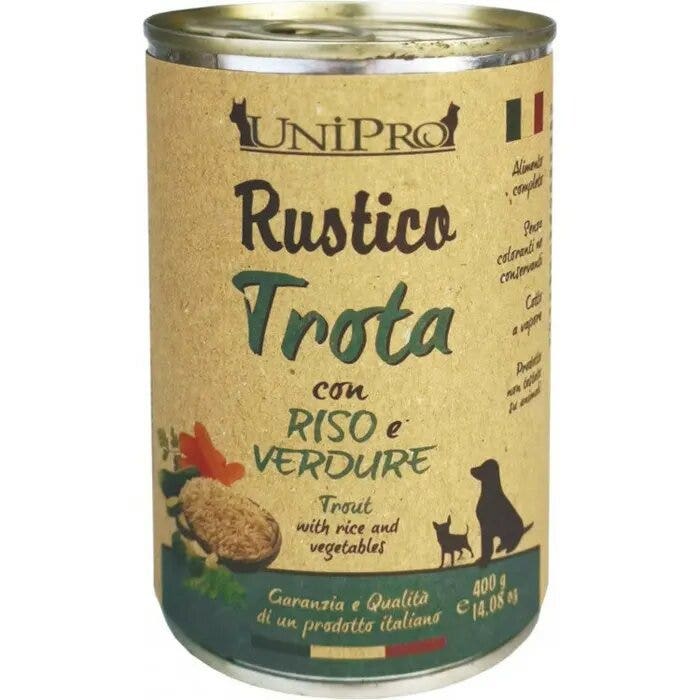 Unipro Rustico Cibo Umido Trota E Riso E Verdure Per Cani Barattolo 400g