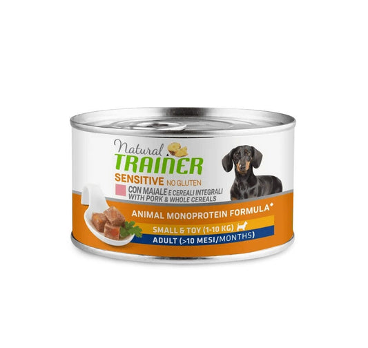 Natural Trainer Sensitive No Gluten Small & Toy Adult con Maiale e Cereali Integrali 150g