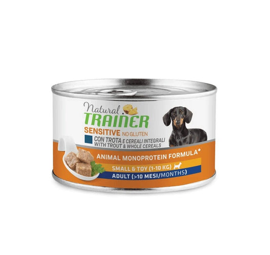 Natural Trainer Cane Sensitive No Gluten Small & Toy Adult con Trota e Cereali Integrali 150g