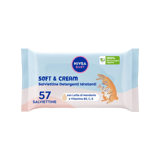 Nivea Baby Salviettine Detergenti Idratanti Soft & Cream Neonato 57 Pezzi