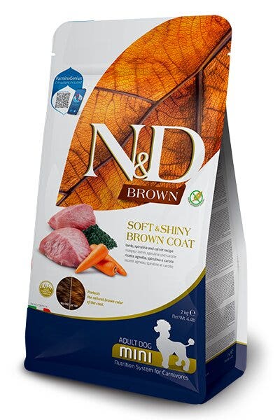 Farmina N&D Brown Dog Mini Agnello Carote E Spirulina Per Cani Adulti Taglia Mini Sacco 2kg