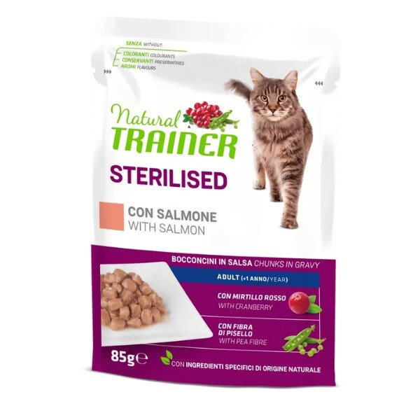 Natural Trainer Adult Sterilised Salmone Bocconcini In Salsa Busta 85g