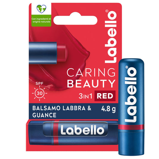 Labello Caring Beauty Lip & Cheek Red Spf30 Burrocacao Labbra E Guance Colorato Rosso 4,8g
