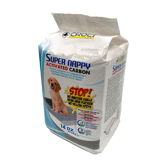 Croci Super Nappy Tappetini Igienici Al Carbone Attivo Per Cani 14 Pezzi 57x54cm