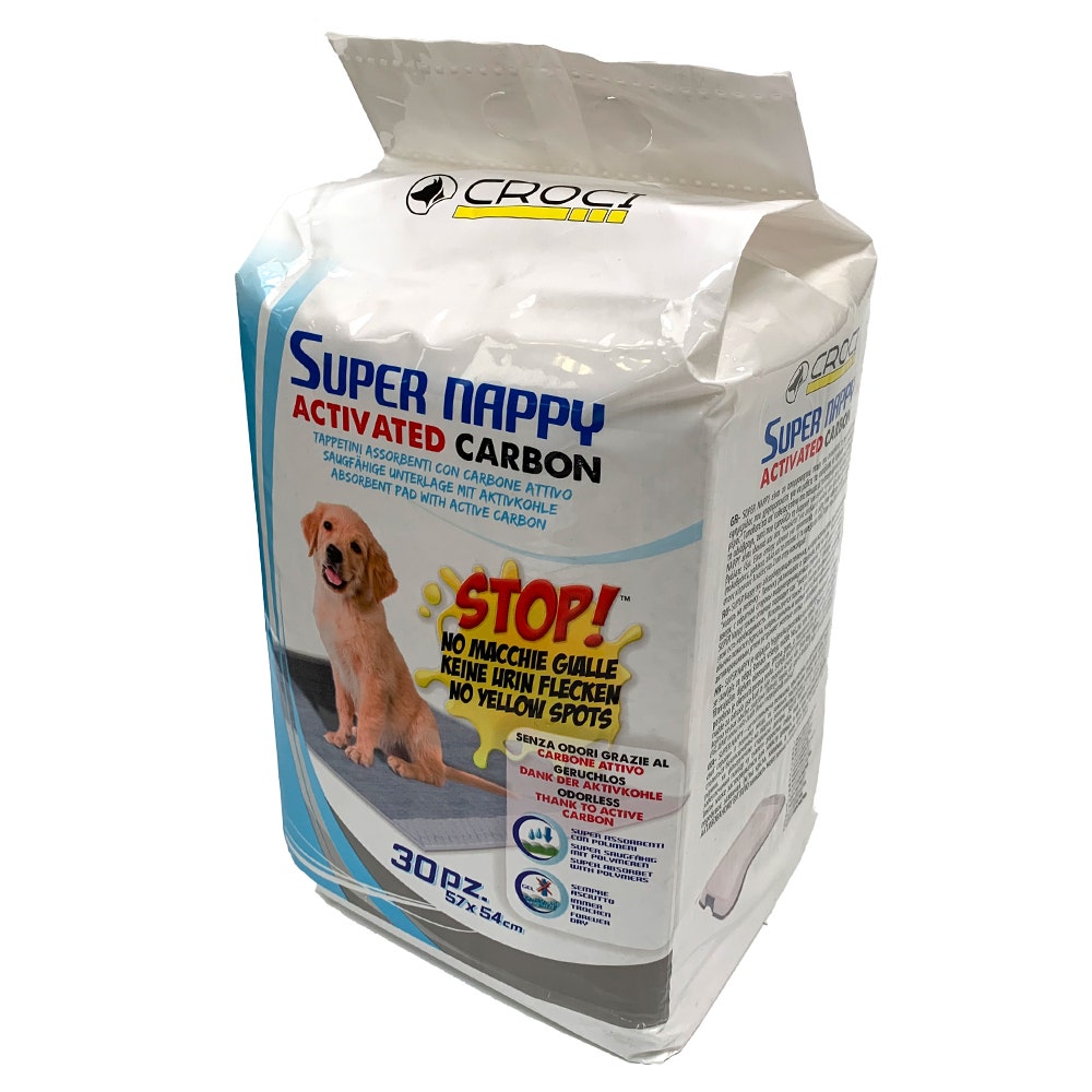 Croci Super Nappy Tappetini Igienici Al Carbone Attivo Per Cani 30 Pezzi 57x54cm