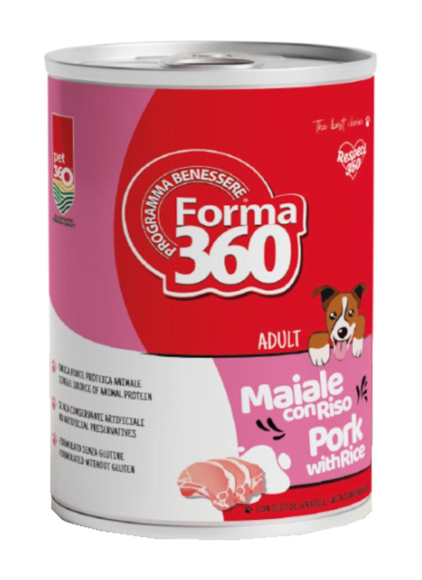 Pet360 Forma360 Cibo Umido Maiale E Riso Per Cani Adulti 400g