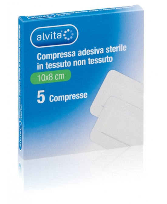 ALVITA GARZA ADESIVA STERILE IN TESSUTO NON TESSUTO 10X8CM 5 PEZZI