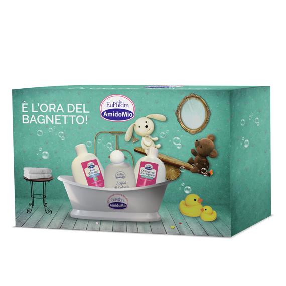 EUPHIDRA AMIDOMIO BIMBO BOX E' L'ORA DEL BAGNETTO! - BABY SHAMPOO + DETERGENTE NON SAPONE + ACQUA DI COLONIA