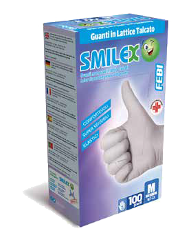 GUANTI LATTICE CON TALCO TAGLIA M 100 PEZZI SMILEX