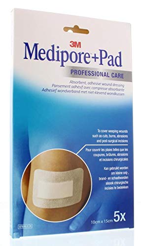 MEDIPORE + PAD MEDICAZIONE STERILE TNT 10CM x 15CM 5 PEZZI - DISPOSITIVO MEDICO CE