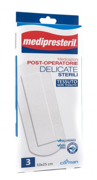 MEDIPRESTERIL MEDICAZIONI POST-OPERATORIE DELICATE 10X25CM 3 PEZZI - DISPOSITIVO MEDICO CE