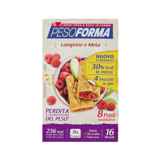 PESOFORMA BISCOTTO GUSTO LAMPONE/MELA 16 PEZZI