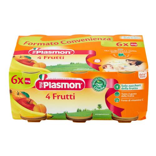PLASMON OMOGENEIZZATO 4 FRUTTI 6X104 GRAMMI