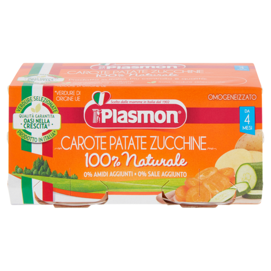 PLASMON OMOGENEIZZATO CAROTE PATATE E ZUCCHINE 2X80 GRAMMI