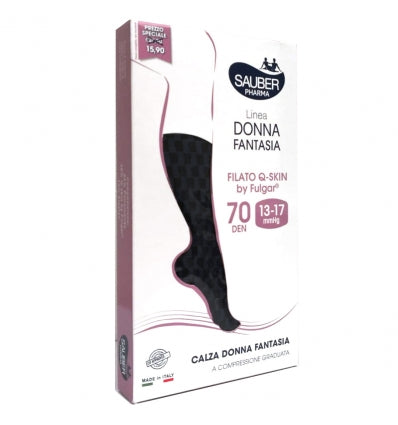 SAUBER DONNA QSKIN 70 DEN MINISCACCO TAGLIA S/M NERO E BLU