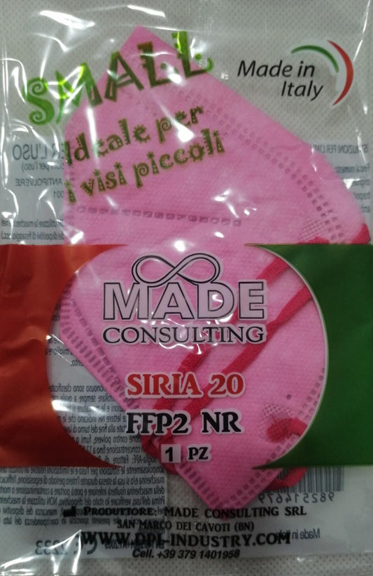 SIRIA 20 MASCHERINA SMALL TAGLIA PICCOLA FFP2 1 PEZZO ROSA - MADE IN ITALY