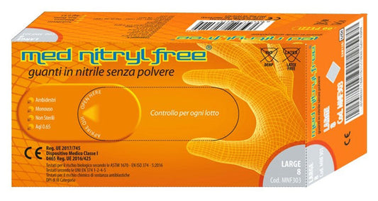Guanto in Nitrile Senza Polvere Lubrificante Med Nitryl Free l 100 Pezzi