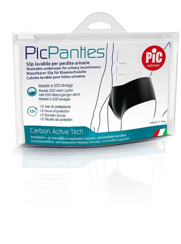 PicPanties Slip Lavabile per Perdite Urinarie Uomo Livello 2 Nero Taglia XL