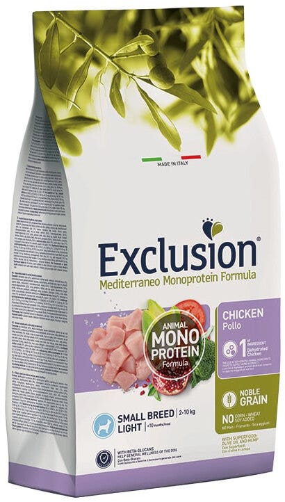 Dorado Exclusion Mediterraneo Monoprotein Noble Grain Adult Small Breed Con Pollo Cibo Secco Per Cani 2kg