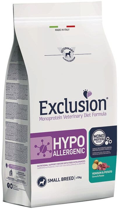 Dorado Exclusion Monoprotein Diet Hypoallergenic Small Breed Cervo E Patate Cibo Secco Per Cani 2kg