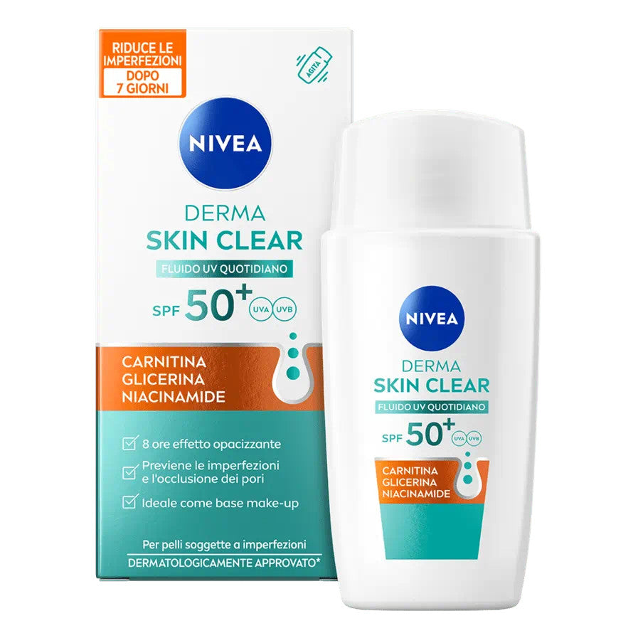 Nivea Derma Skin Clear Fluido Uv Quotidiano SPF50+ Opacizzante Viso 40ml